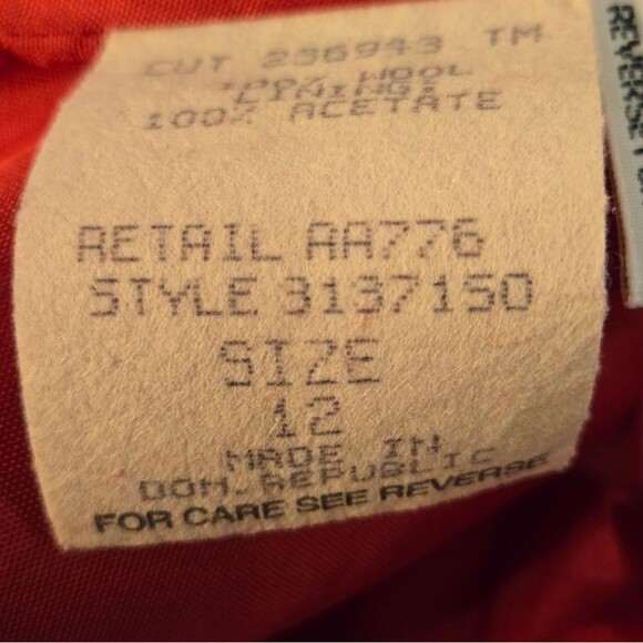 Vintage Koret Petites Women's Red w/Black Velvet Collar Wool Blazer Size 12 - Picture 8 of 14